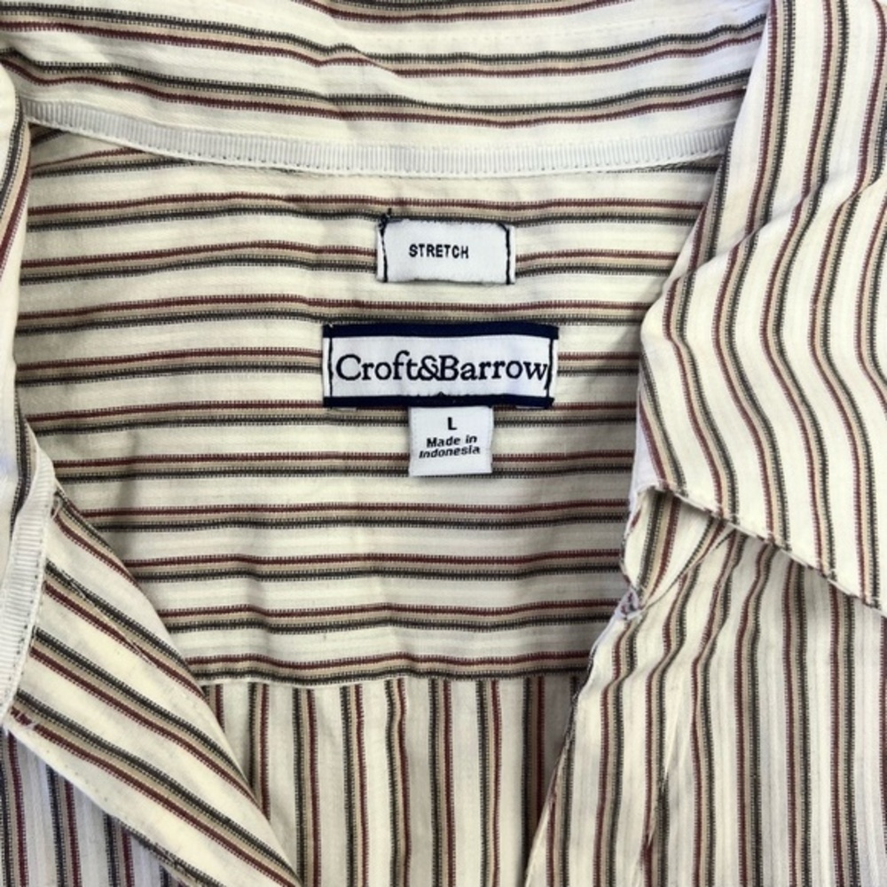 Croft & Barrow Striped 3/4 Sleeve‎ Collared Stretch Button Up Shirt Sz L EUC - Picture 3 of 7